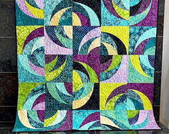 Geschwungener Wandbehang Quilt 50&quot;x 50&quot; - Geschwungener gesteppter Wandbehang
