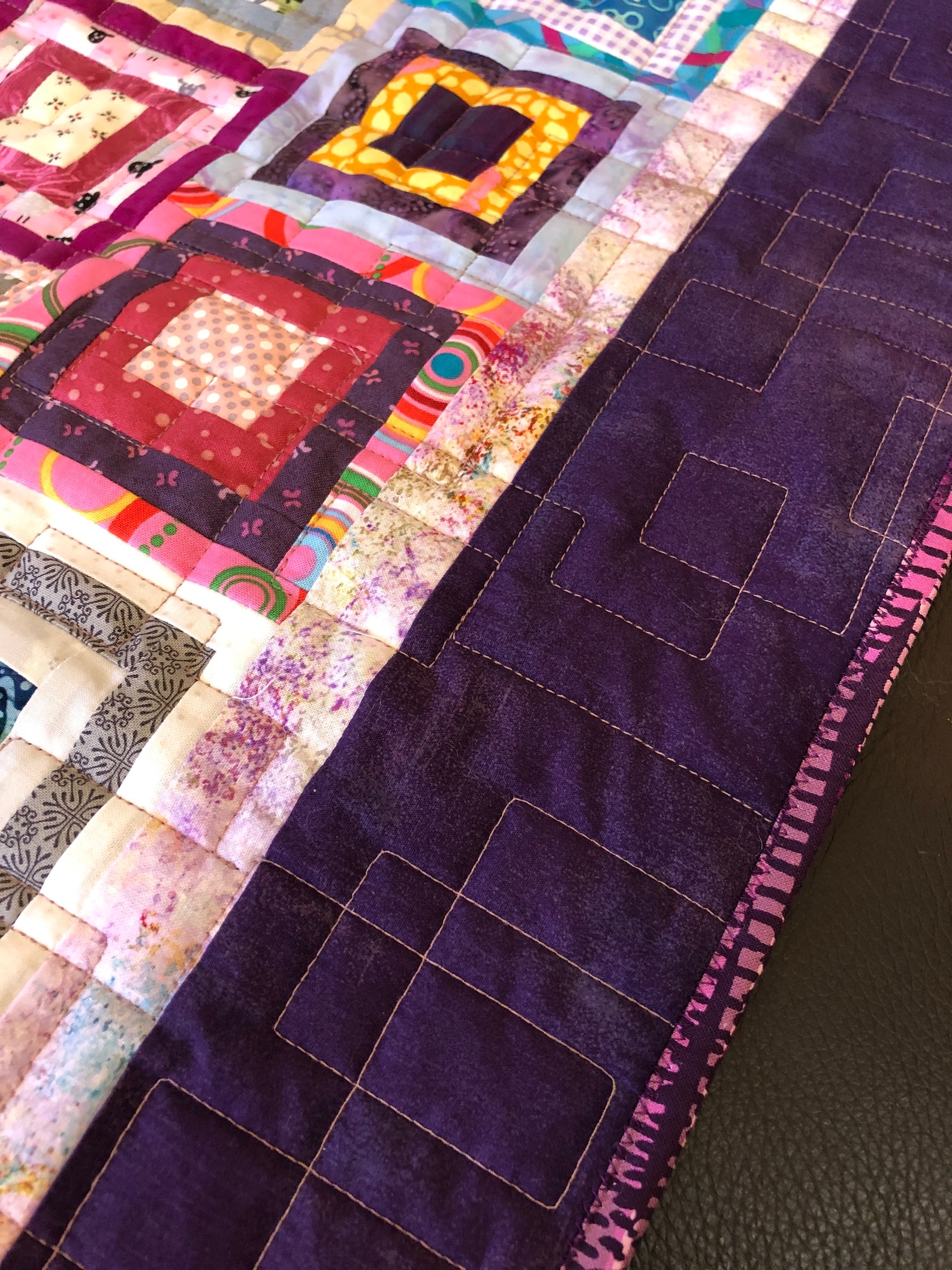 Twin/full Bed Quilt 62 X 74 Scrappy Squares Bed Etsy