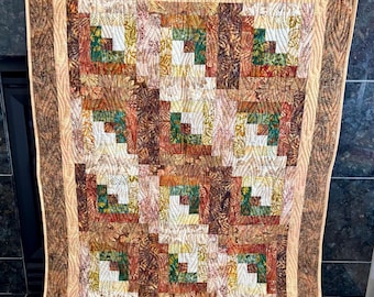 Herbst-Blockhaus-Wandbehang 37 &quot;x 47&quot; - Herbstfarben Wandbehang - Gesteppter Wandbehang - Gesteppter Wandteppich