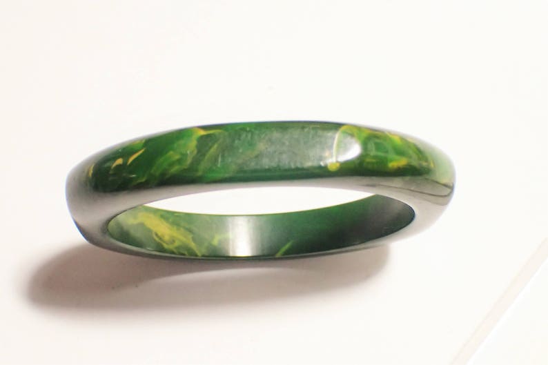 Bakelite Square Spinach Green Bangle Bracelet