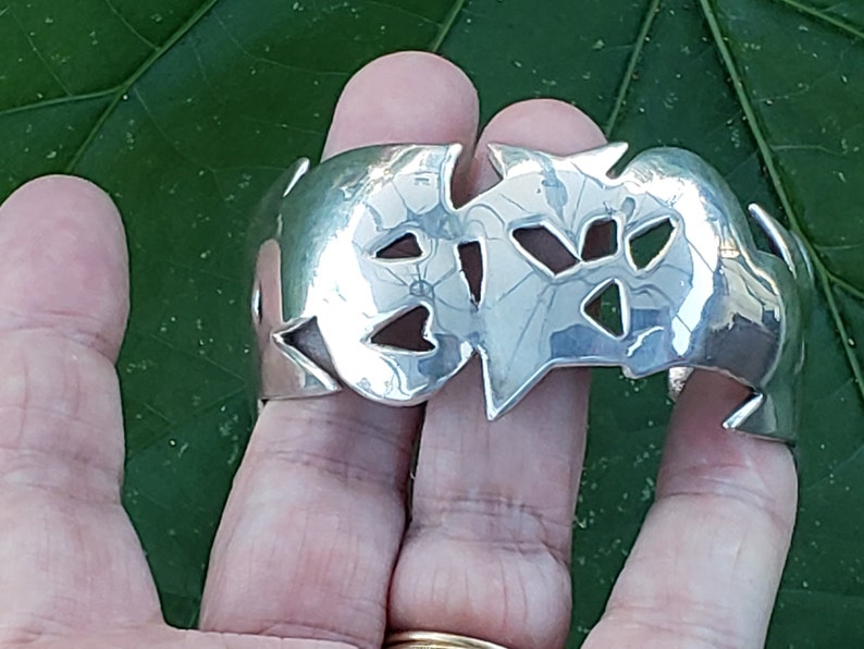 Sterling Silver Hearts and Stars Vintage Jane Mason Santa Fe Cuff Bracelet