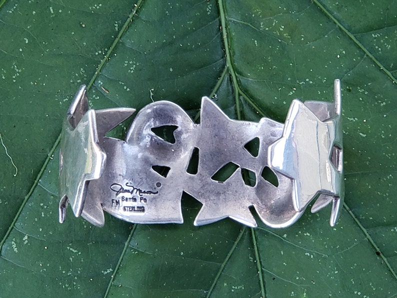 Sterling Silver Hearts and Stars Vintage Jane Mason Santa Fe Cuff Bracelet