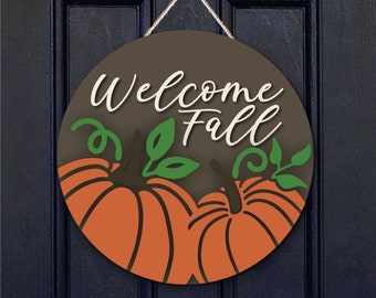 Round Halloween and Fall Door Sign, Door Hanger, Fall Home Decor, Autumn Home Decor, Front Door Art, Home Decor