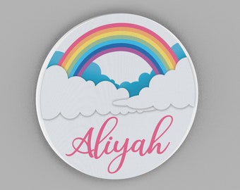 Personalized Rainbow Nursery Name Sign: Cloud Wall Art Decor