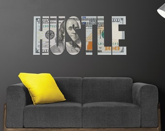 Inspirational HUSTLE Wall Art  Motivational Decor for Home & Office  Money Print Letters