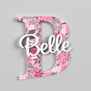 Floral Name Sign for Girls Room Decor, Baby Girl Gift, Personalized Name Sign For Kids and Babies