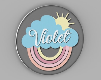 Personalized Rainbow Nursery Name Sign: Baby Girl Decor