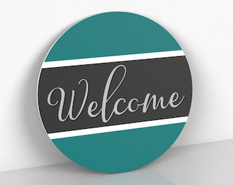 Welcome Door Sign, Round Welcome for Front Door or Porch