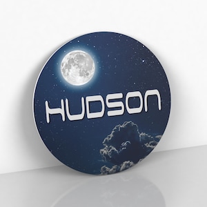 Personalized Name Sign Space Theme Night Sky Bedroom Name Plaque for Boys Kids Astronomy Wall Art