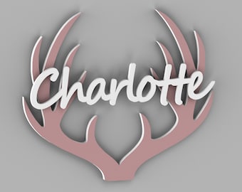 Woodland Nursery Deer Antlers Name Sign | Rustic Nursery Decor & Wall Art | Farmhouse Baby Girl Room Accent