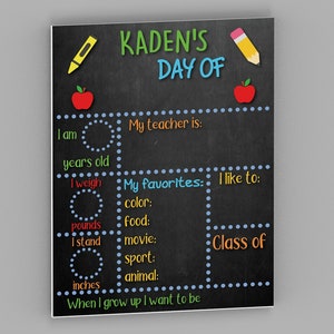 Personalized First and Last Day of School Sign Reusable Back to School Board Chalkboard Style Sign