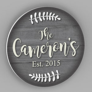 Family Name Sign - Round Last Name Sign, Wedding Gift, Wedding Shower Gift, Established Sign, Family Sign, Name Sign, Farmhouse Sign, Sign