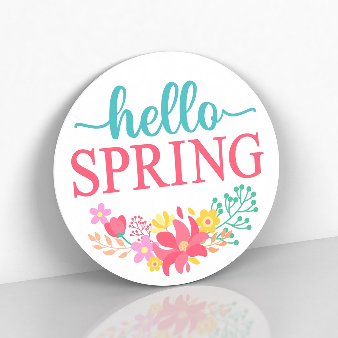 Hello Spring Signature Box Hello Spring Door Hanger: Weatherproof Floral Sign - Etsy