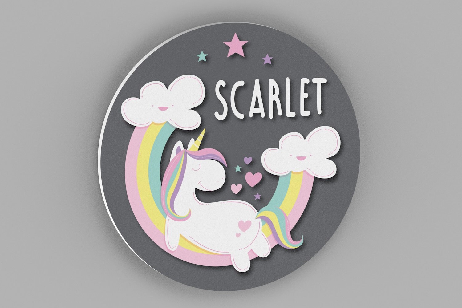 Unicorn Wall Decor Baby Shower Gift Round Personalized Name