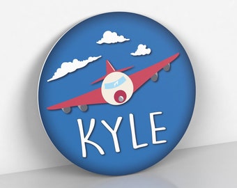 Personalized Airplane Name Sign: Nursery Decor, Custom Wall Art