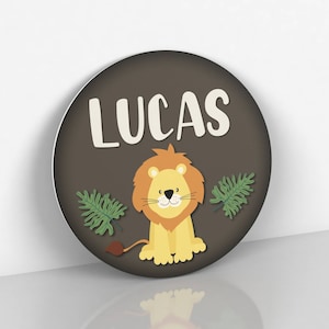 Nursery Name Sign Baby Lion Nursery Wall Decor Safari Theme Wall Art Jungle Decor for Kids&#39; Room