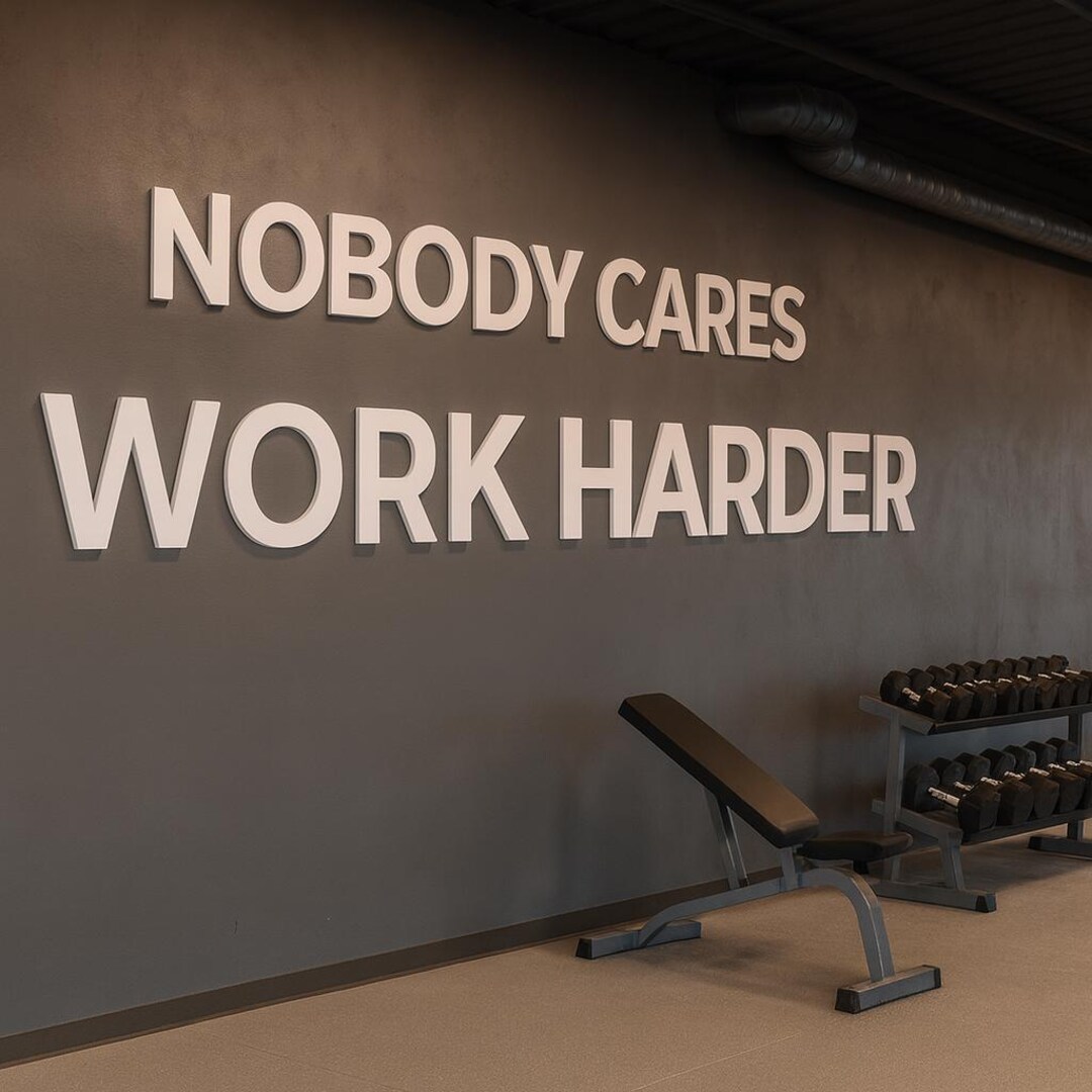 Postural Gym Lettering Gym Wall Letters “nobody Cares Work Harder” — PVC Letters — Home Gym ...