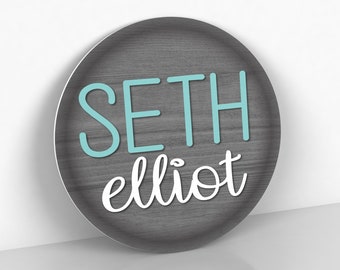 Personalized Round Name Sign for Nursery and Bedroom Wall Decor