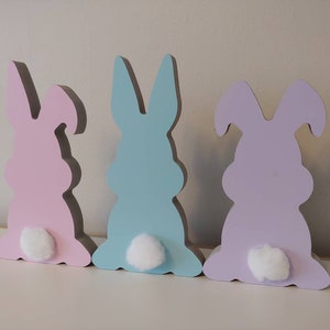 Easter Decorations - Adorable Easter Bunny Shelf Sitters Set of 3 - Modern Decor for Easter Mantle or Easter Table