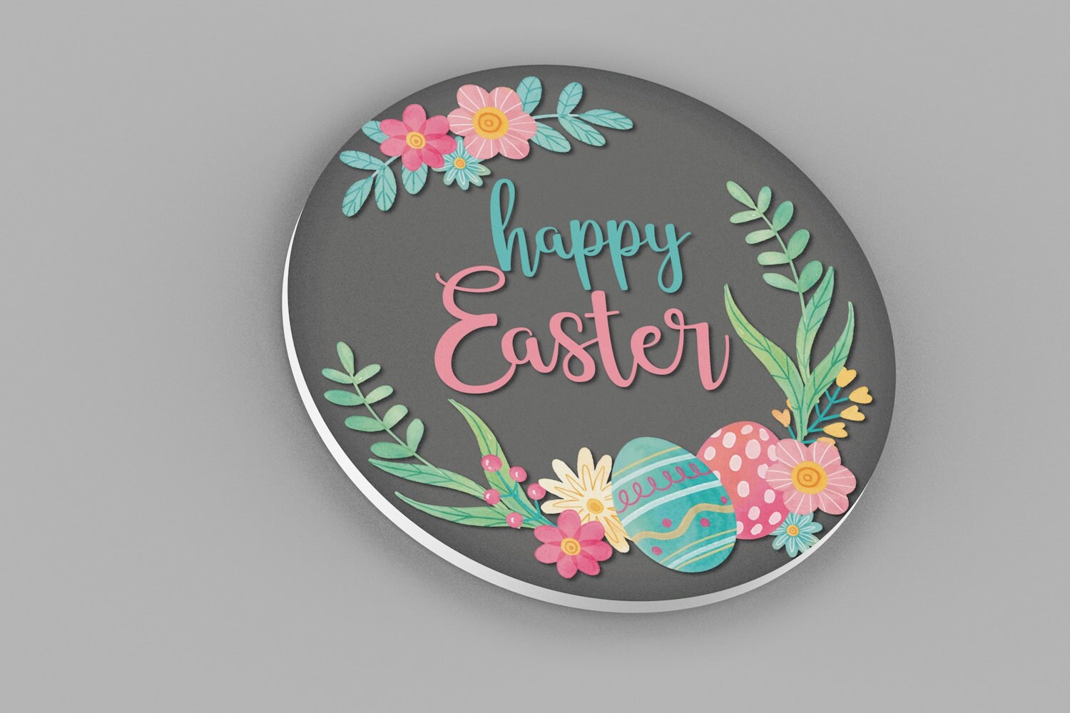 Happy Easter Front Door Sign, Easter Door Hanger, Easter Decor, Happy