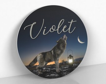 Wolf Theme Bedroom Wall Decor, Personalized Name Sign