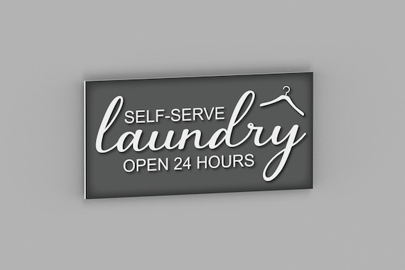 Self Serve Laundry Sign: 24 Hour Laundry Room Decor - Etsy