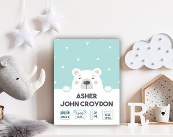 Personalized Baby Stats Sign - Custom Birth Announcement Sign - Newborn Bedroom Decor - New Baby Gift