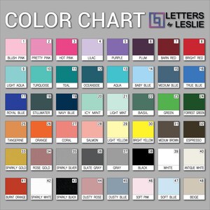 color chart for custom name signs