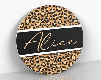 Round Personalized Animal Print Name Sign for Room Decor, Cheetah Print Decor, Leopard Print Decor, Animal Print Decor