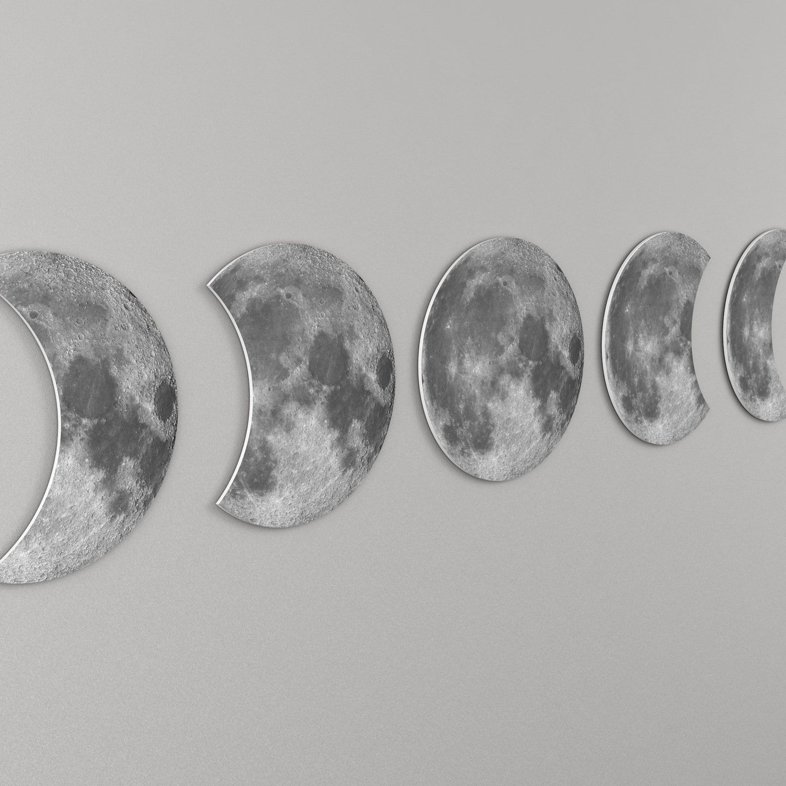 Celestial Moon Phases Wall Art Set of 5 Lunar Cycle Art for Bedroom ...