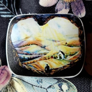 Faith- full color artwork on Mini rectangle empty hinged tin with lid, Decorative Tin Box, Storage Tin, Mini Tin Box, Pill Box, Mini art tin