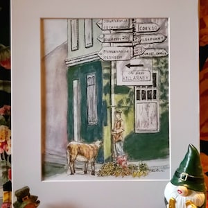 Killarney Ireland Print: Watercolor Pen & Ink Art (11x14" Matted)