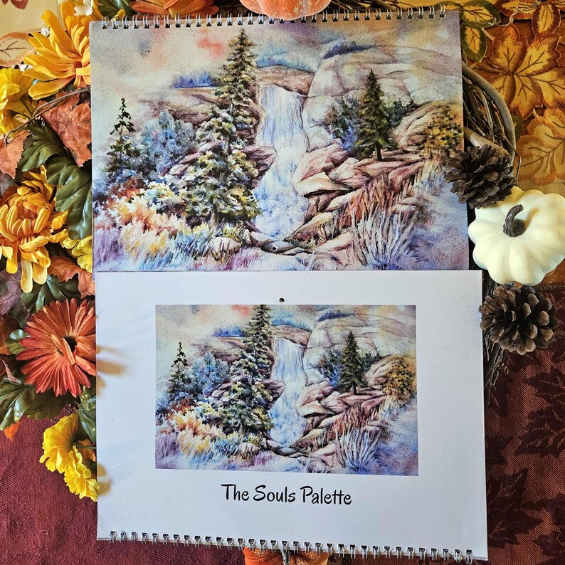 2025 Wall Calendar, Watercolor Art Calendar, Ringbound Monthly Calendar