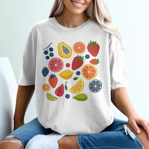 Fruity T-Shirt, Summer Fruits Shirt, Fresh Fruit Tee, Foodie Shirt, Tropical Fruit TShirt, Cute Fruit Shirt, Gift for Her, Gift for Him