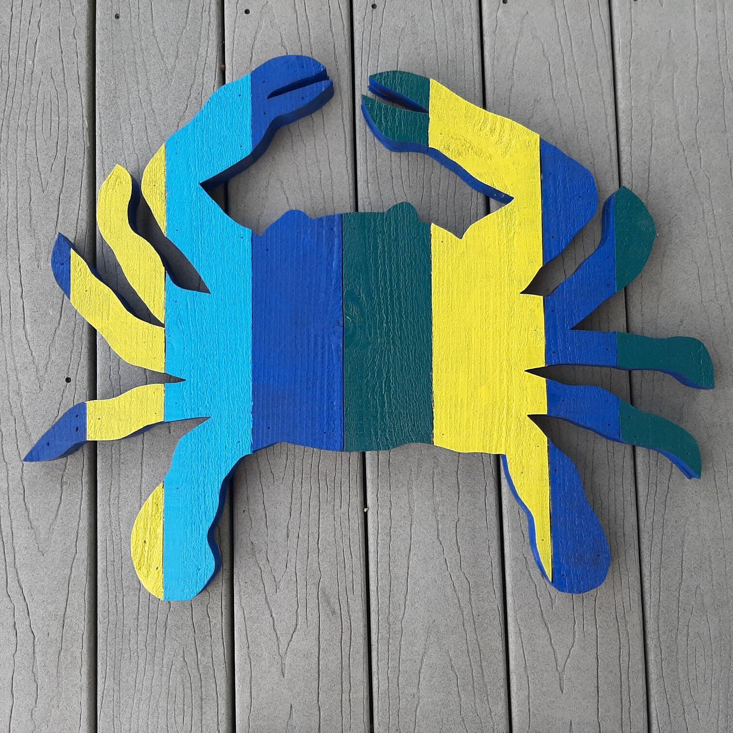 Cangrejo de madera grande multicolor. | Etsy