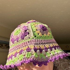 100% cotton hand crocheted unique berry bucket hat, hippy hat, retro hat, boho hat, festival hat, winter hat, beanie, OOAK