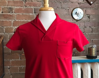 Open collar polo, shark collar, short sleeves / FREE SHIPPING
