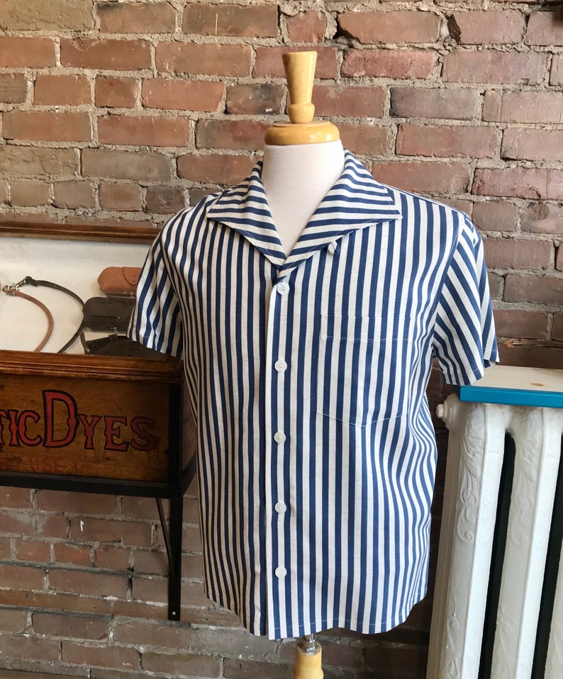 1950s Men’s Shirt Styles – Casual, Gaucho, Camp Open collar shirt shark collar / FREE SHIPPING $117.00 AT vintagedancer.com