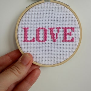 Tiny Beginners 3 Hoop Cross Stitch Kit Love Hope Home Embroidery Bamboo Hoop Crossstitch image 2