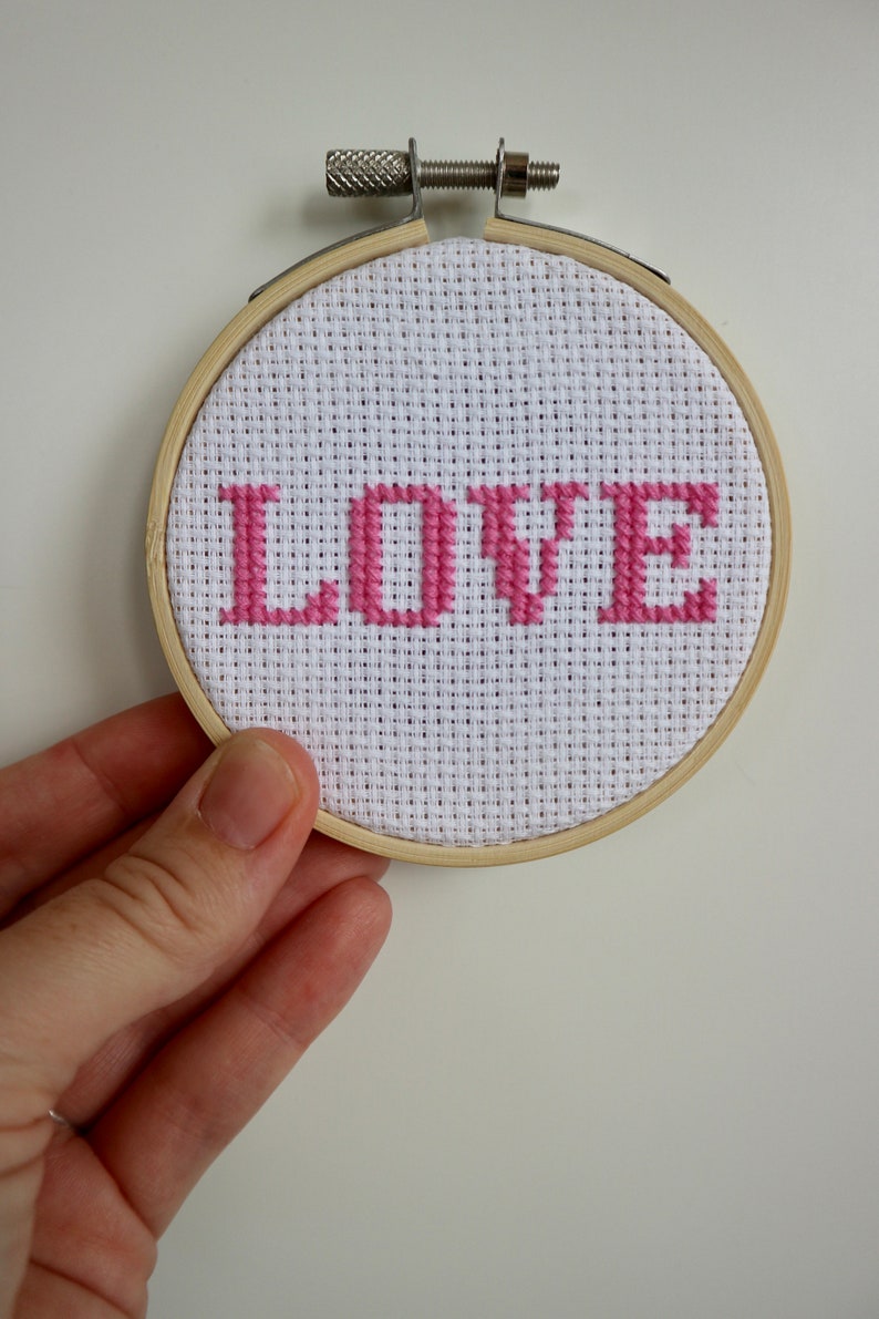 Tiny Beginners 3 Hoop Cross Stitch Kit Love Hope Home Embroidery Bamboo Hoop Crossstitch image 2