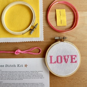 Tiny Beginners 3 Hoop Cross Stitch Kit Love Hope Home Embroidery Bamboo Hoop Crossstitch image 1