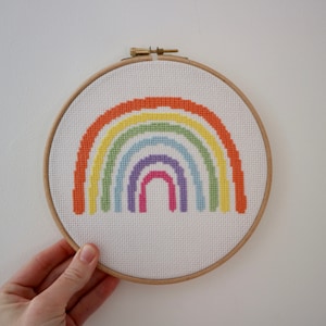 DIGITAL DOWNLOAD Rainbow Cross Stitch Pattern | Pastel | Brights | Sewing | Needlework | Beginners Cross stitch |