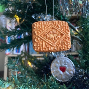 Gold, Silver, Bronze Biscuit Christmas Tree Decorations, Novelty Baubles, Custard Cream Bauble, Biscuit Bauble, Unique Tree Decorations