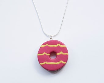 Party Ring Biscuit Necklace - Cute Novelty Necklace - Kawaii Jewellery - Novelty Jewellery - Party Kei Necklace - Fun Necklace - Pink