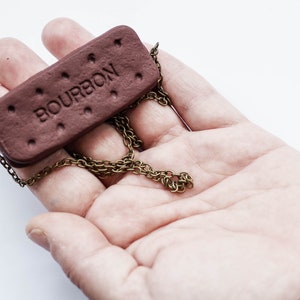 Chocolate Bourbon Biscuit Necklace - Realistic Food Necklace - Biscuit Jewellery - Quirky Novelty Jewellery - Bourbon Gift - Biscuit Gift