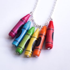 Rainbow Crayon Necklace - Rainbow Necklace - Cute Crayon Necklace - Crayon Jewelry - Statement necklace - Brightly Coloured Necklace