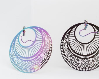 Rainbow Earrings, Iridescent Jewellery, Funky Earrings, Colouful Earrings, Metallic Rainbow Earrings, Hoop Earrings