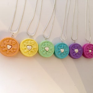 Mini Jammy Dodger Necklace in Pastel Colours Quirky Mini Biscuit Jewellery Rainbow Colours Baby Colours Fairy Kei Jewellery Deco image 5