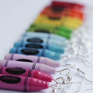 Rainbow Crayon Earrings - Colourful Crayon Jewelry - Crayon Jewellery -  Novelty Earrings - Crayon Earrings - Crayon Outfit - Crayon theme