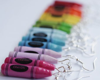 Rainbow Crayon Earrings: Colourful Polymer Clay Jewelry
